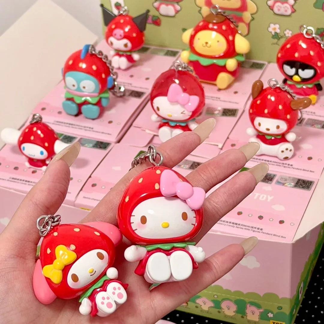 

Sanrio Family Strawberry Candy Series Mini Blind Box Charms Cute Bead Doll Backpack Bag Pendant Surprise Gift For Girls
