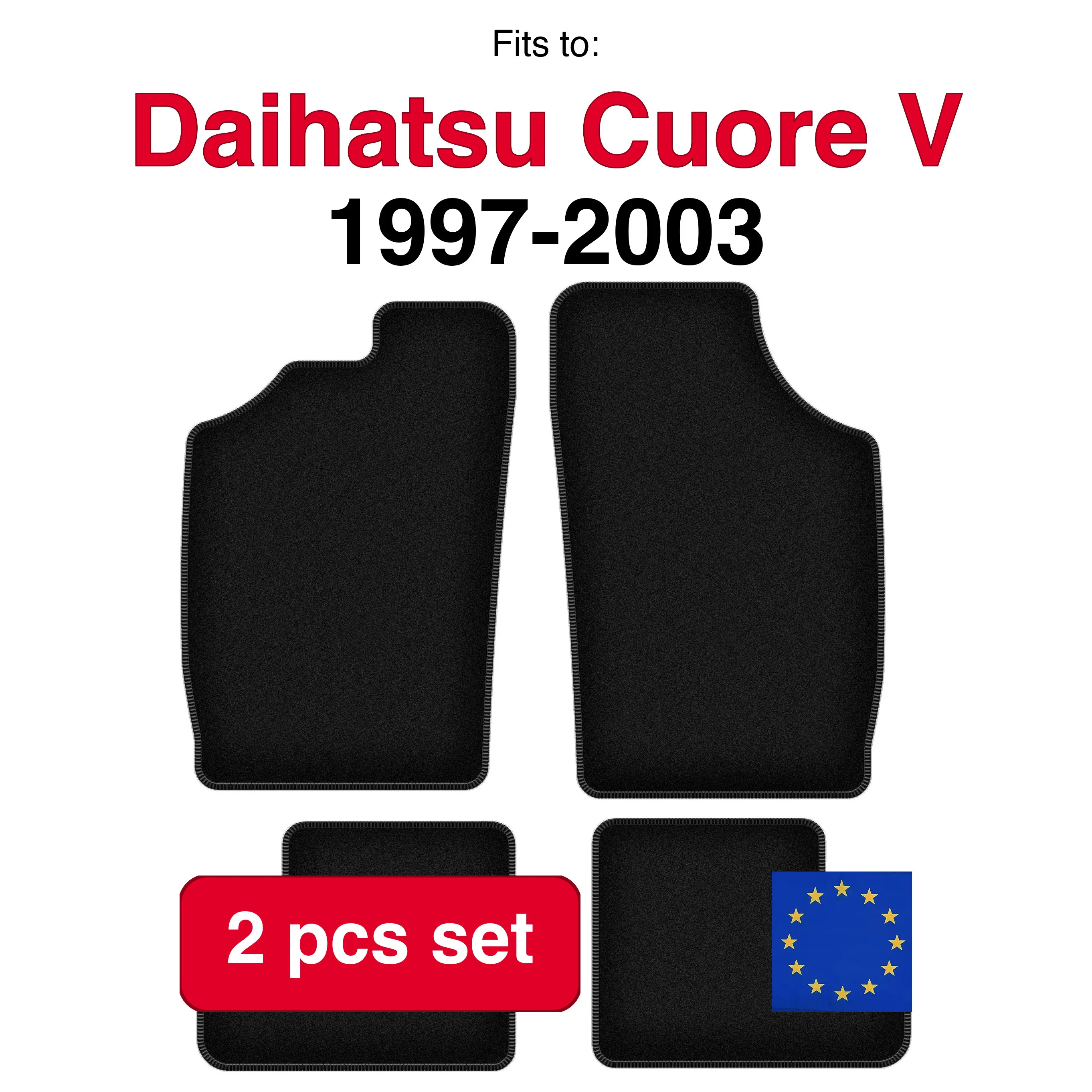 Velour tapijtset voor Daihatsu Cuore V hatchback (1997-2003) - Zwart (2 stuks) automatten set