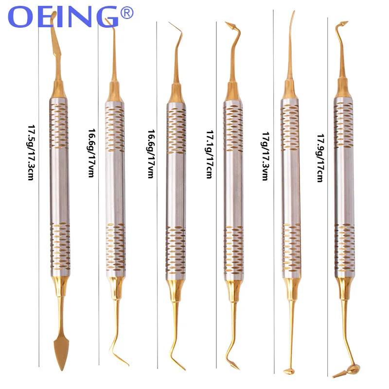 6PCS ทันตกรรมเรซินคอมโพสิตชุดบรรจุ Double-HEAD ไทเทเนียมชุบหัวหนาจับชุดฟื้นฟูทันตกรรมเครื่องมือ Mater