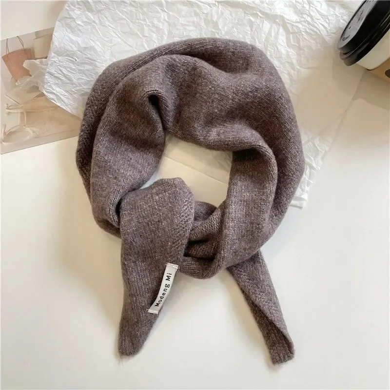 Koreanischer Streifen-Dreiecksschal aus 100 % Wolle, dreieckiger Schal für Männer und Frauen, britisches Nischen-Kopftuch, gestrickt, multifunktionaler warmer Schal – Detail 16