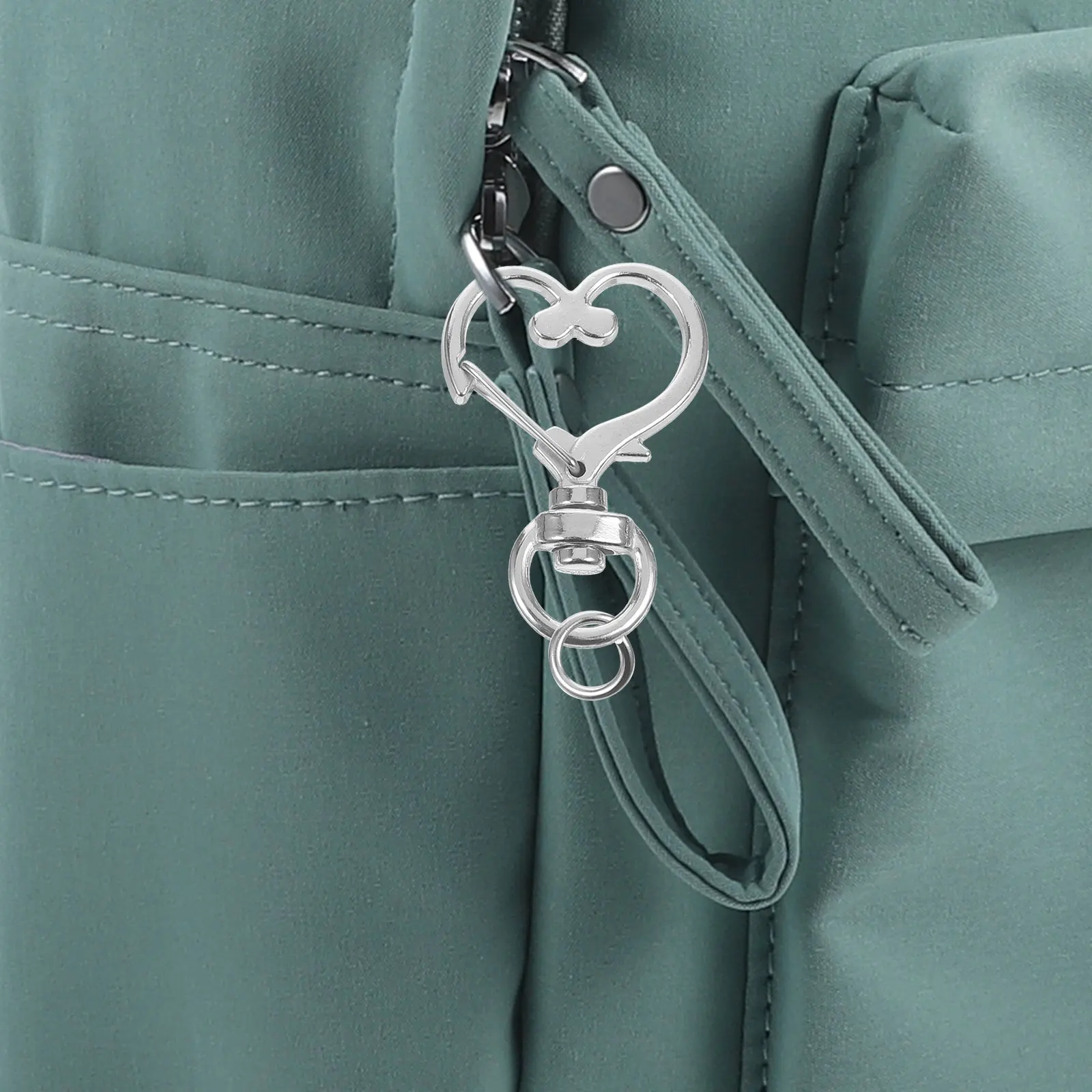 

50 шт. брелки, аксессуары, серебряный зажим в форме сердца, разъем, подвесной женский брелок с пряжкой, сплав премиум-класса, прочные ювелирные изделия длительного использования