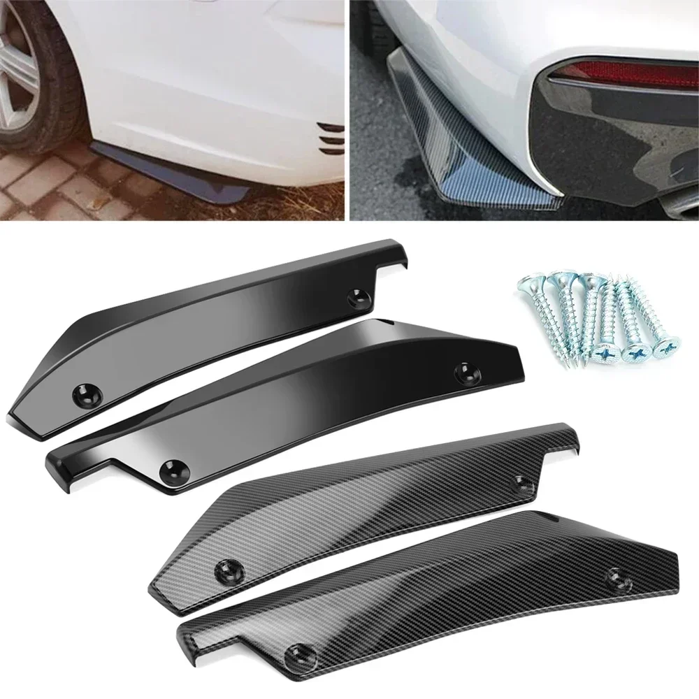 Universal Retrofit Car Rear Bumper Carbon Fiber Lip Diffuser Splitter Spoiler Scratch Protector Rear Corner Rear Llip Spoiler