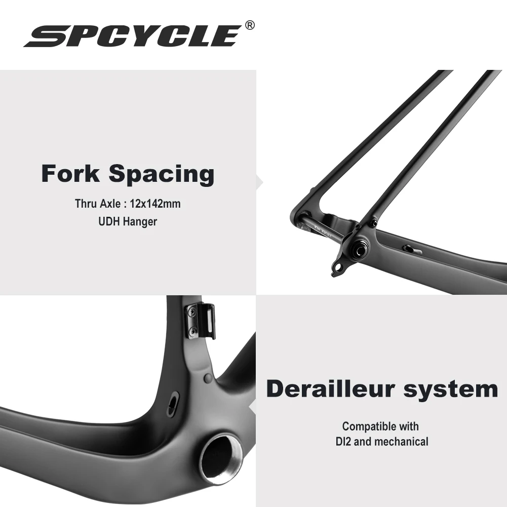 Рама для гравийного велосипеда SPCycle Comfort Geometry G058 из карбона каретка T47 крепление UDH комплект рамы приключенческого