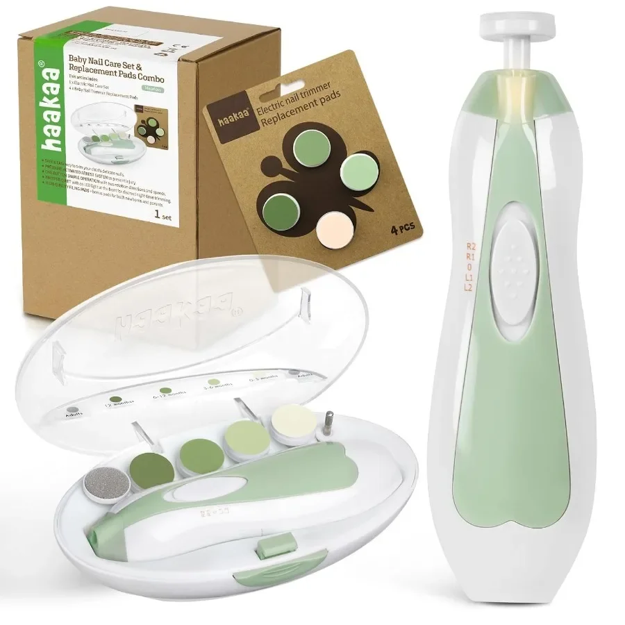 

Electric Baby Nail Trimmer Kit for Newborns Toddlers and Adults Safe Gentle Fingernail and Toenail Care Tool with 4 Replacement