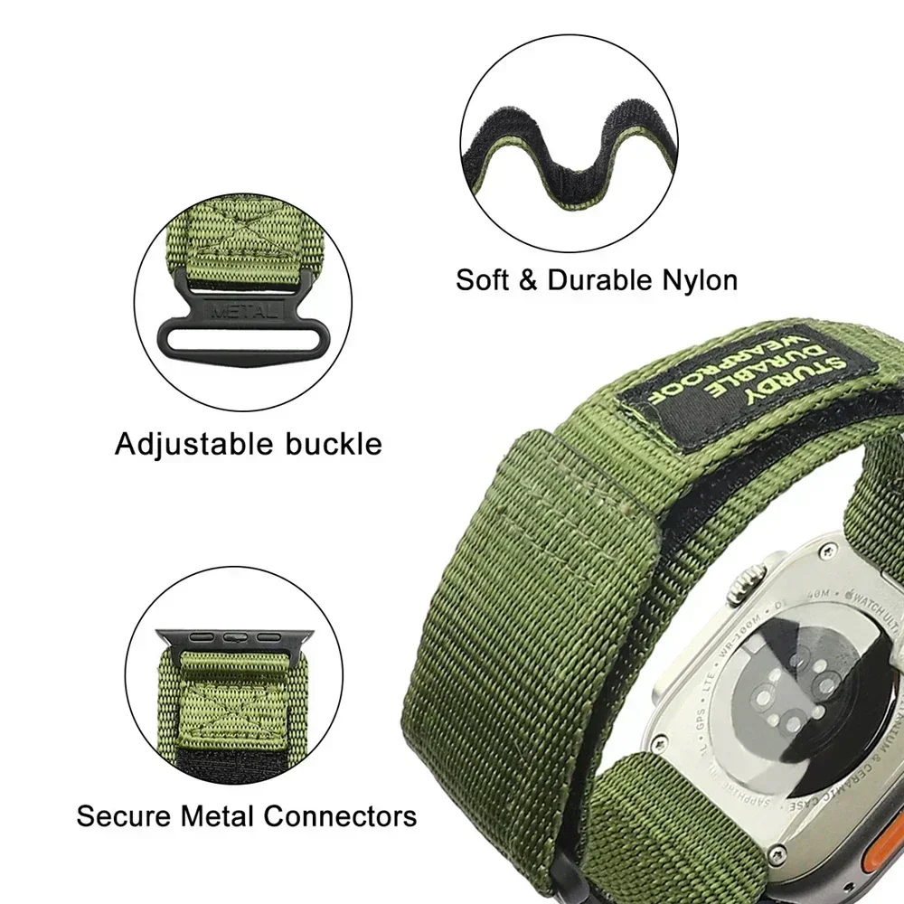 Sport Nylon Loop Strap for Apple Watch Band 49mm 45mm 44mm 42mm Outdoor Breathabl Bracelet for IWatch 9 8 7 41mm Ultra SE 6 40mm