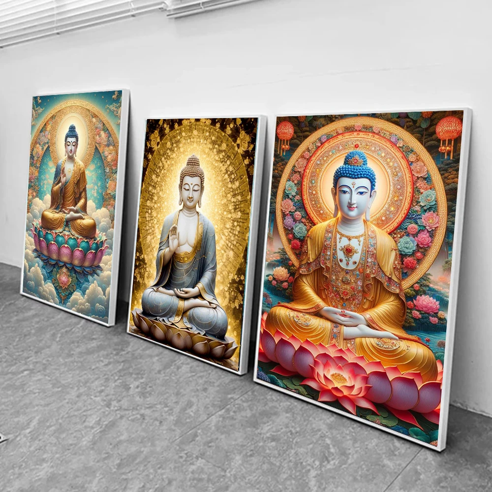 

Fantasy Buddhist Buddha Statue Canvas Painting Wall Art Abstract Zen Art Religious Buddha Sculpture Canvas Painting Wall Art