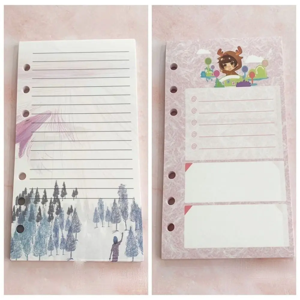 40Sheet A6 Loose-Leaf Notebook Refill Paper Tree Deer Inner Refill Spiral Binder Paper Blank Connell Stationery