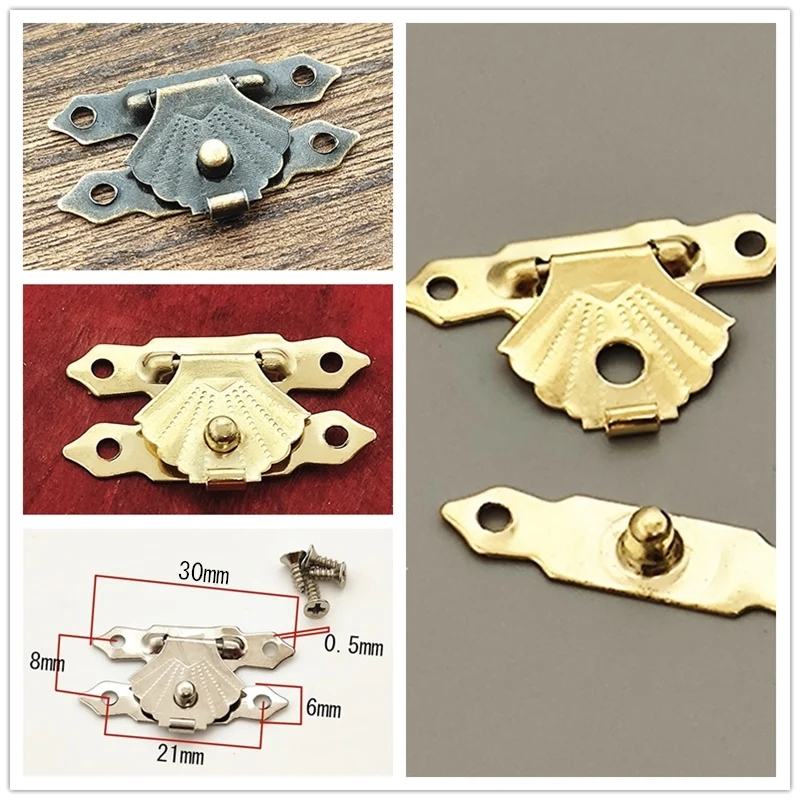 2PCS Retro Antike Rechts Latch Haken Haspe Holz Schmuck Box Haspe Fangen Dekoration Für Schrank Box Hardware Möbel