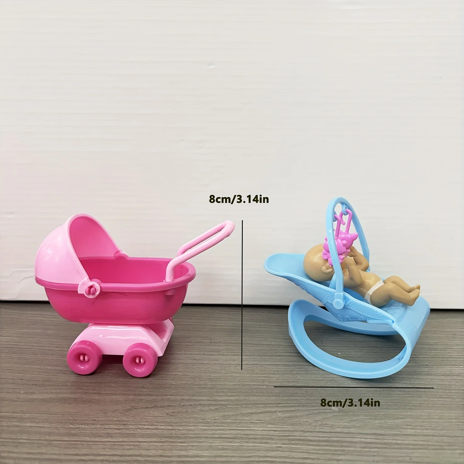 Spielhaus Puppenwagen Schaukelstuhl Zubehör Haustierset Niedliches Mini-Spielzeugset Puppenhauszubehör