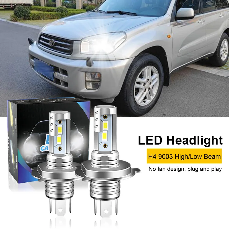 2PCS For Toyota Rav4 2001-2005 H4 9003 LED Headlight Bulbs CSP Fanless High & Low Beam  H4 LED Headlamp 12000lm 6000K White