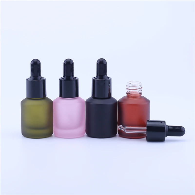 2pcs/lot 15ml Cosmetic Essentilal Oil Packaging Frosted And Shiny Colored Glass Dropper In 7 Colors