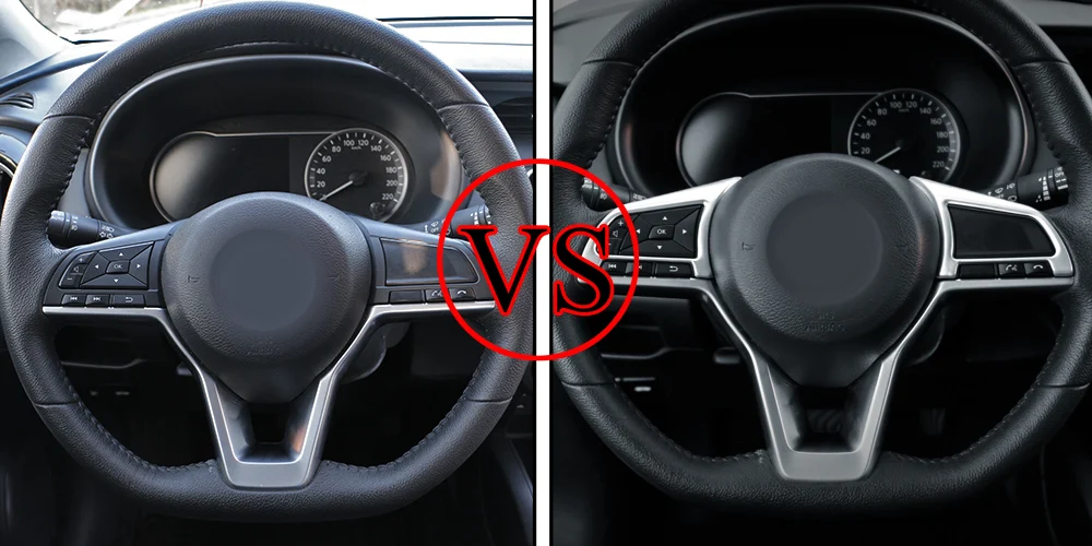 Car Steering Wheel Trim for Nissan Xtrail T32 Rogue Note Qashqai J11 Versa Juke Micra Kicks Leaf Sentra 2Pcs Sticker Cover