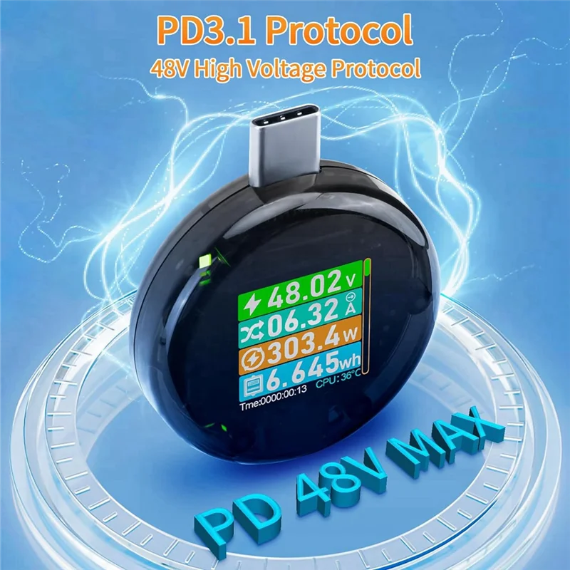 

A03Q-USB C Power Meter Tester, USB Multimeter Voltage Current Amp Volt Detector Digital Tester For Chargers Power Bank Cable