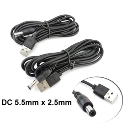 Connecteur de câble USB 2.0 mâle A vers DC, 5.5mm x 2.5mm, 5.5mm x 2.1mm, 5V