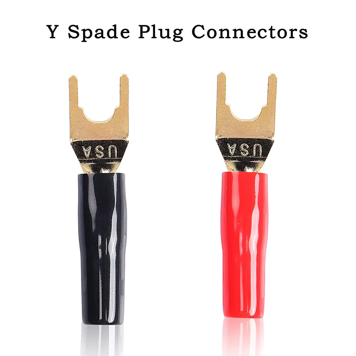 ABJG-Y موصل مجرف لسلك مكبر الصوت، 8 قطع Y Spade Plug 45 درجة مطلية بالذهب U شوكة بأسمائها الحقيقية