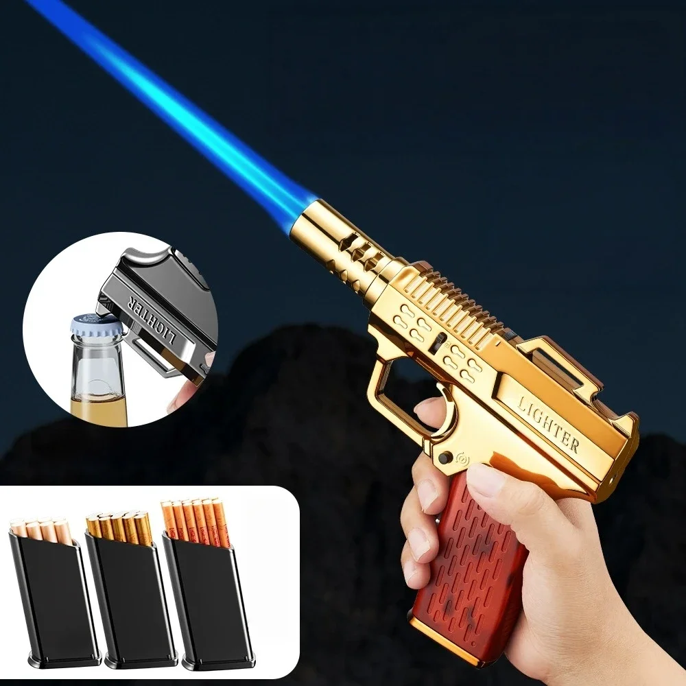 New Three in One Spray Gun Cigarette Box Windproof Lighter Metal Belt Bottle Opener Outdoor Portable Personalized Lighter