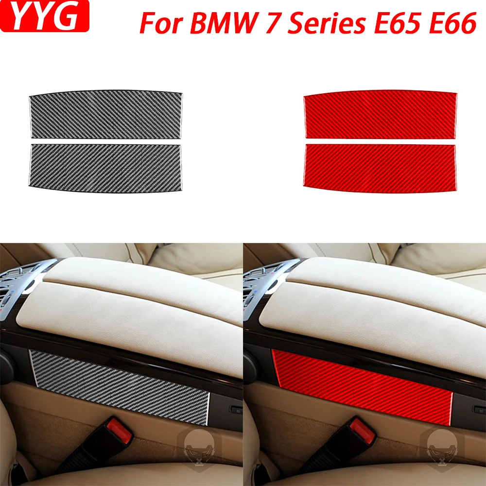 

For BMW 7 Series E65 E66 2002-2008 Carbon Fiber Armrest Storage Box Both Side Panel Trim Cover Car Interior Accessories Sticker