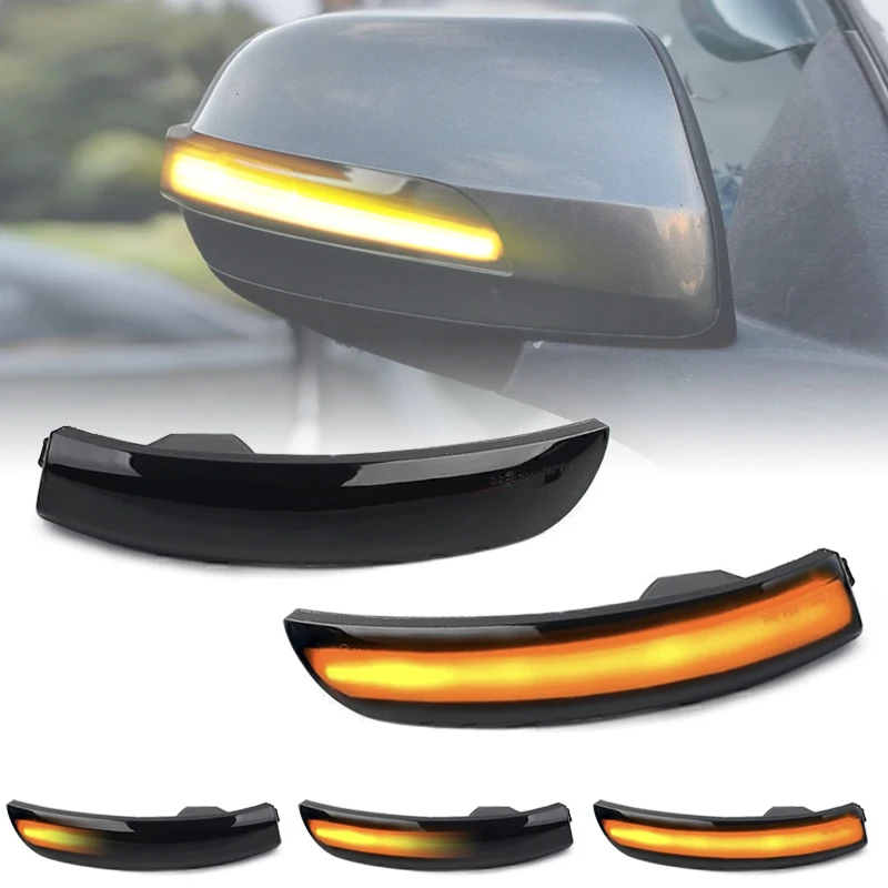 

2Pcs For Ford Kuga Escape EcoSport 2013-2018 Smoked Lens LED Side Mirror Lamp Amber Side Rearview Dynamic Turn Signal Lights