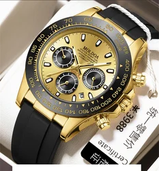 Men's Luxury Sports Waterproof Watches 2024 Fake Mechanical Design Fashion Automatic Quartz Steel Watch For Men WristWatch Clock