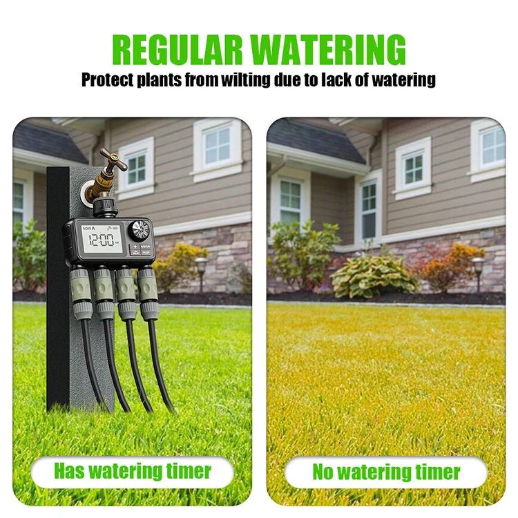 2025년형 새로운 디자인 야외 농업 자동 탭 타이머 다이얼 정원 물 타이머 관개 컨트롤러 (4개 구역 포함)