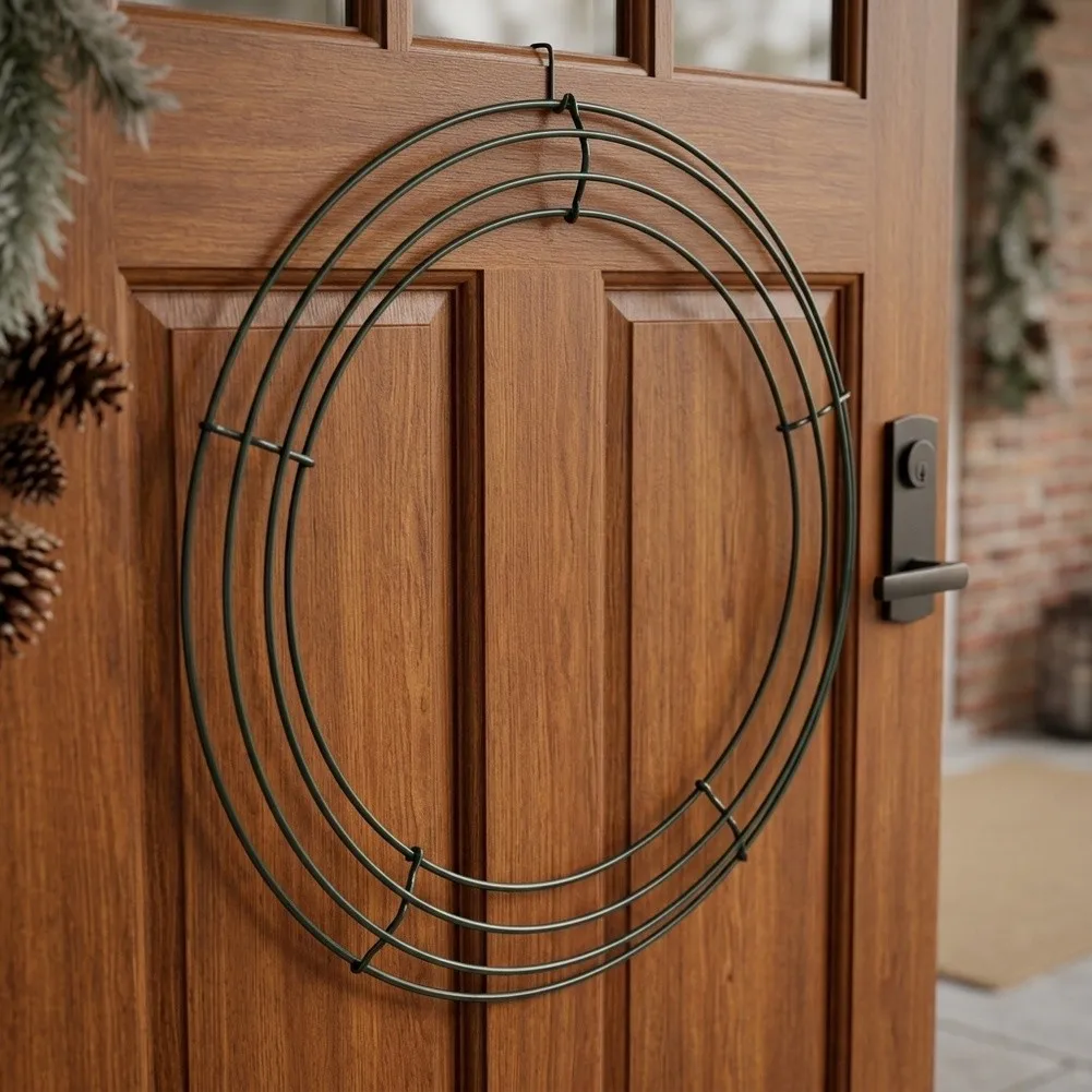 30cm Black Green Iron Wire Wreath Frame DIY Floral Ring Base For Christmas Wedding Door Wall Decoration Holiday Craft Supplies