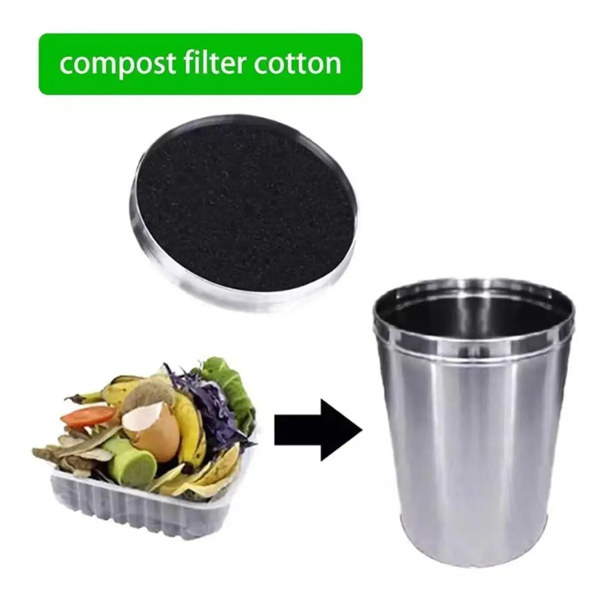 AB09 12-Pack Activated Charcoal Compost Bin Filters - 6.3 Inch Thick Round Replacement Filters for Indoor Compost Buckets