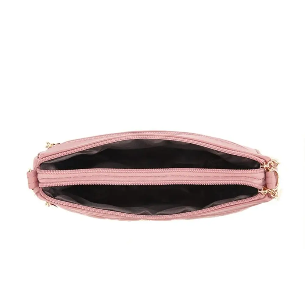 Tragbare PU-Leder Umhängetasche mit Lingge-Stickerei, Reißverschluss-Schultertasche, Einfarbige Große Kapazität Messenger-Tasche für Damen – Detail 6
