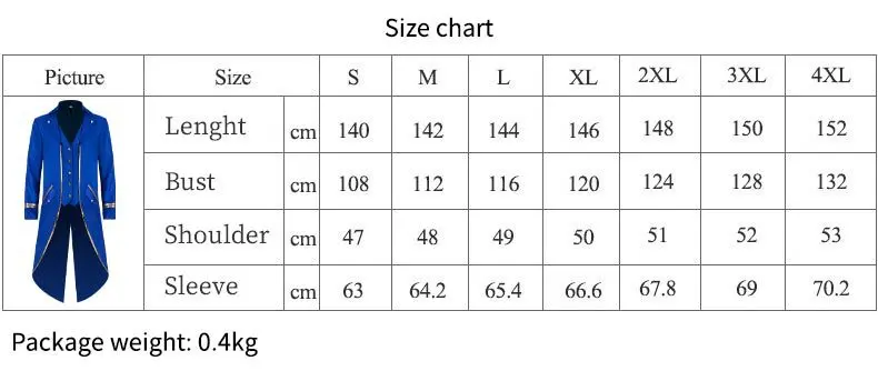 Z3074 Herren Retro-Steampunk-Jacke – Viktorianischer Gehrock Im Edlen Mittelalter-Stil – Gothic, Renaissance, Frack – Ideal Für Halloween, Cosplay & Mottopartys (XXL)