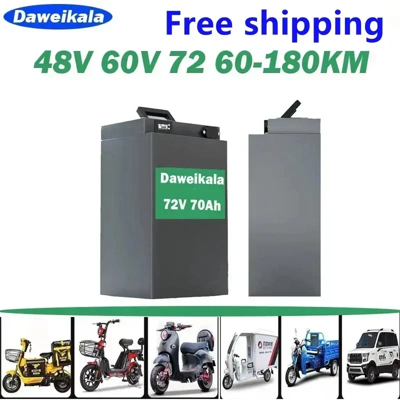 

Batterie au lithium à haute capacité pour moto électrique, tricycle électrique, 48V, 60V, 72V, 45Ah, 60Ah, 70Ah, nouveau