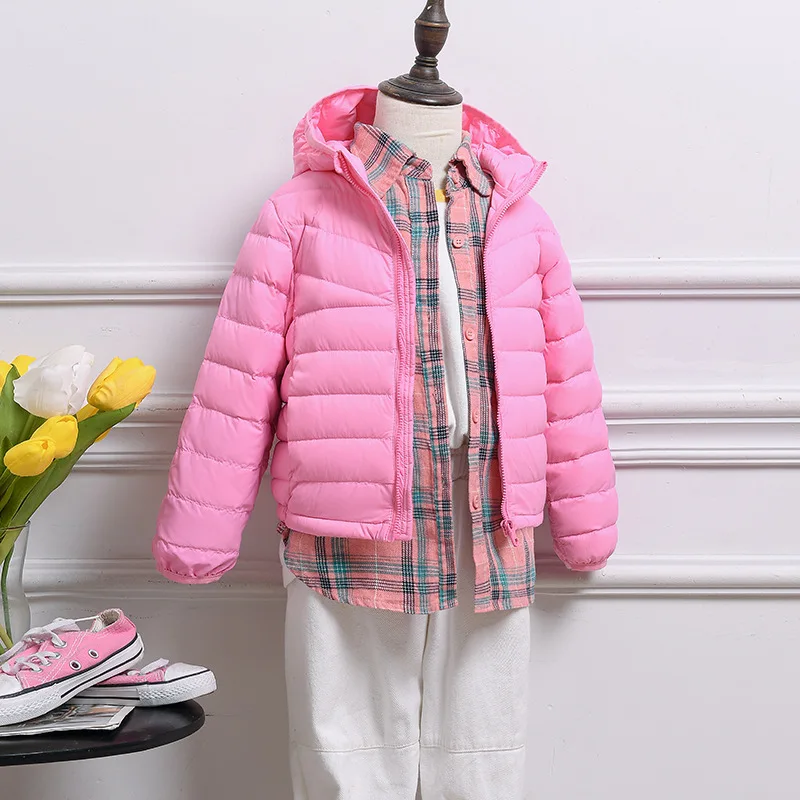 0-10℃ Kids Girls Ultralight Down Coat 2024 New Autumn Winter White Duck Down Hooded Jackets for Boys Child Puffer Thin Outerwear