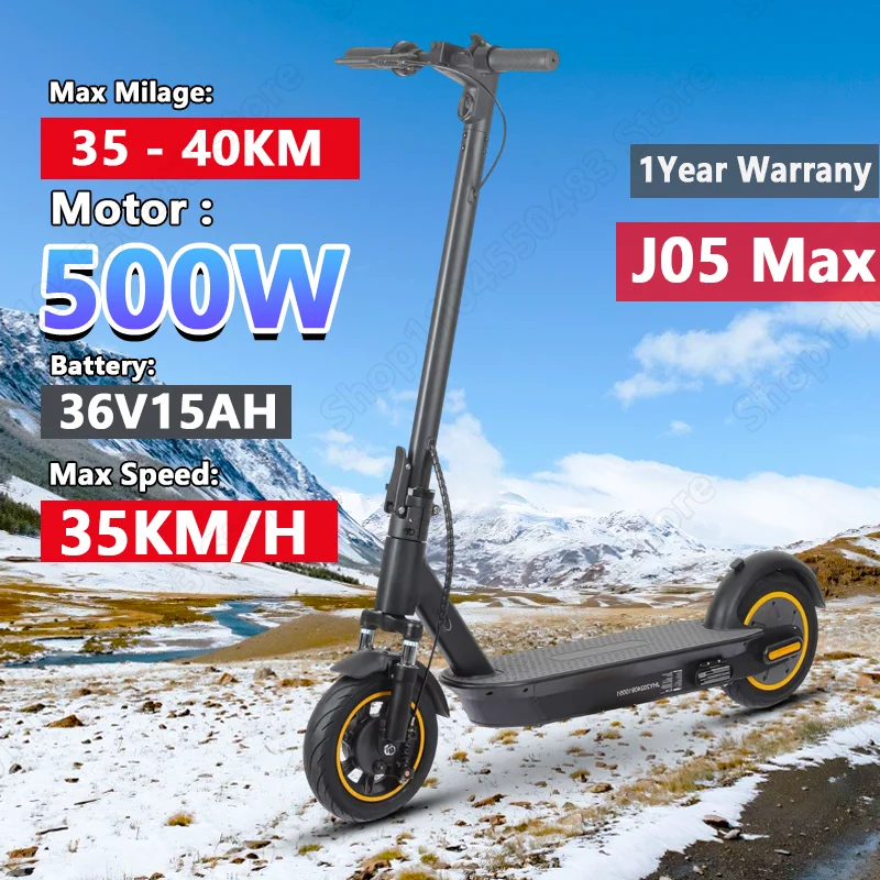 

Электрический скутер J05MAX 500 Вт, двигатель 36 В1, 5 Ач, батарея, легкий складной городской скутер, 10-дюймовые пневматические шины, электрические скутеры