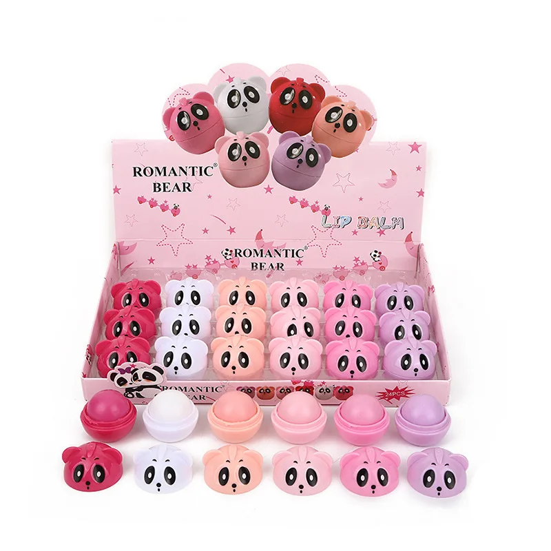 24 Stuks Schattige Panda Lip Blam Set Diepe Hydraterende Hydraterende Helderder Heldere Lippenbalsem Voor Droge Gebarsten Lippen Verzorging