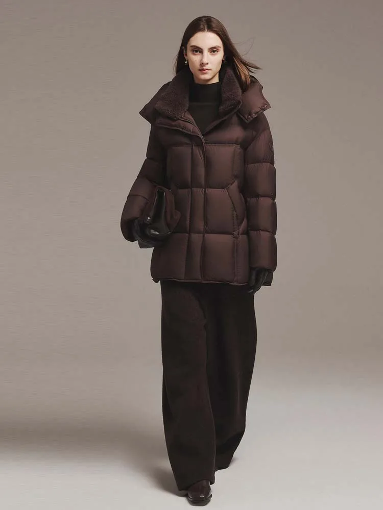 High quality women's short down jacket with hooded 2026 Winter Warm Thickened Puffer Coat Female outwear Black Gray INKEO DJ718