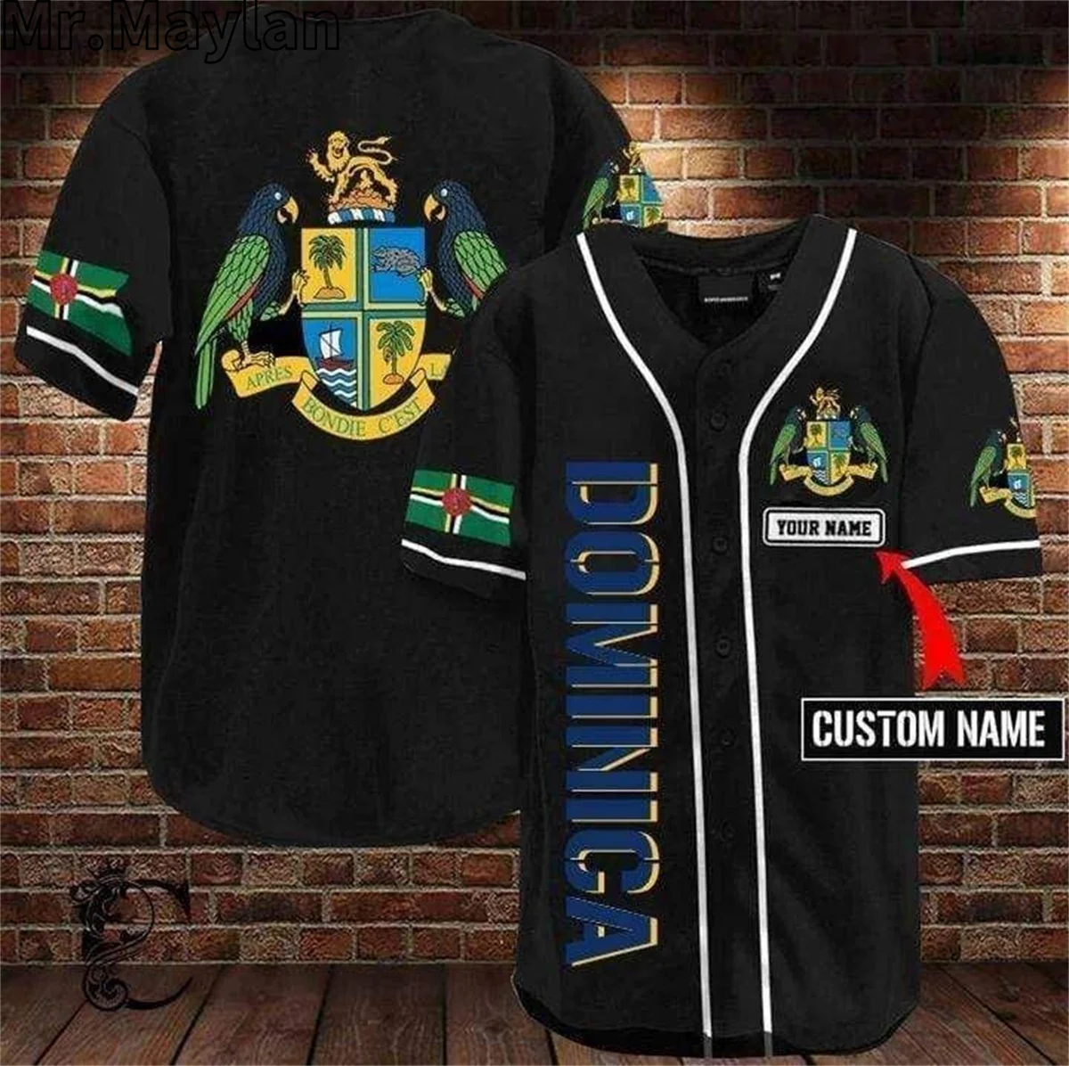 Custom Dominica Flag Symbol Black Baseball 3D REPUBLIC Jamaica Cuba  Jersey Summer Shirt Men's Tops Tee Oversized Streetwear