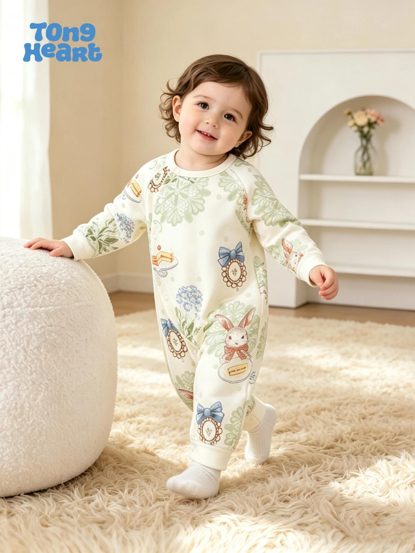 TongHeart Baby-Overall für Herbst und Winter, Neugeborenen-Overall, Babykleidung, geeignet für Jungen und Mädchen. – Detail 4