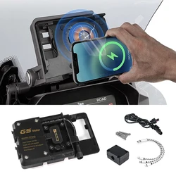 Para bmw gs 1200 r1250gs lc aventura r1200gs f850gs f750gs f900xr carregador sem fio suporte de navegação usb suporte do telefone móvel