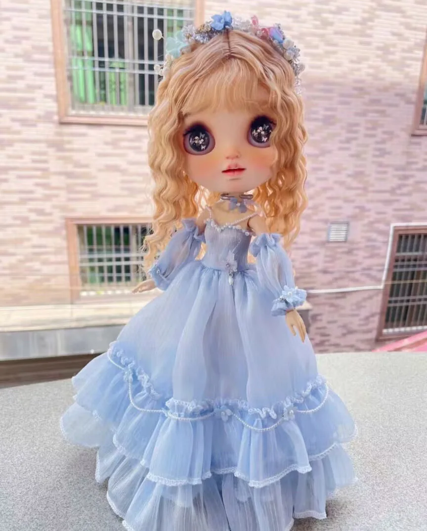 

2025 4pcs Elegant Blythe Main skirt/Hand sleeves/Necklace/ Headwear 1/6 30cm(Fit for azone,Pullip,Ob22/24/26, Licca)