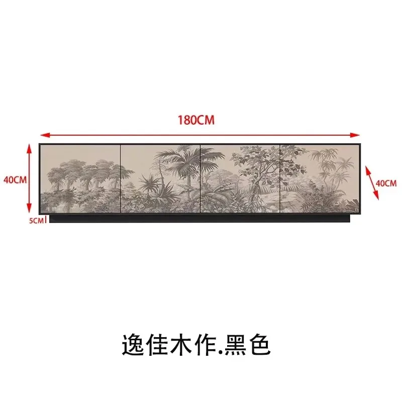 B6-G   retro background wall decorative painting living room home solid wood TV cabinet bedroom bedside storage cabinet