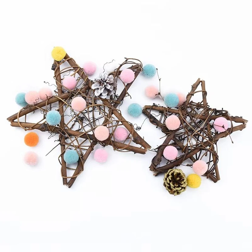 

Cheap Wedding Decorative Flowers Needlework Star Christmas Party Ornament Rattan Garland Door Hanging Diy Gifts Box Home Decor
