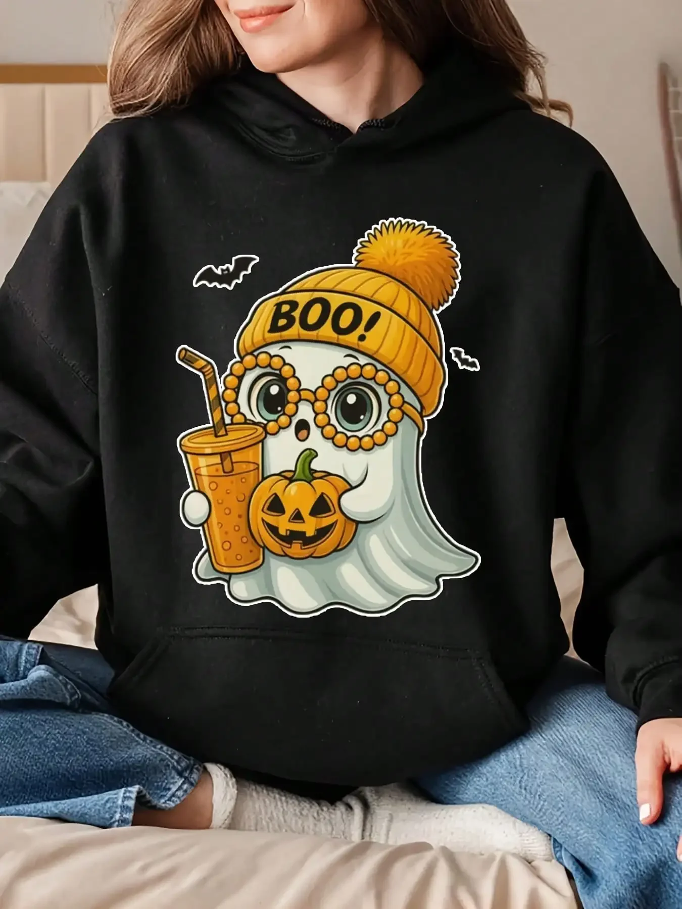 المرأة هالوين مطبوعة أعلى لطيف عارضة مريحة في الهواء الطلق الملابس الرياضية بلوزات النساء الملابس البلوز بلوزات