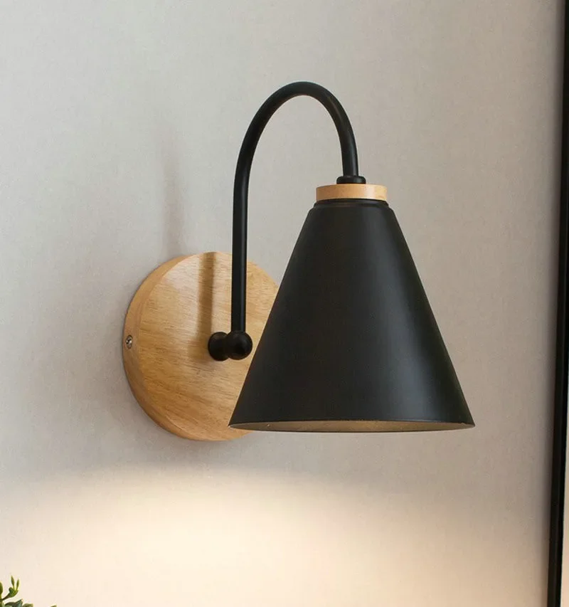JOYINLED Modern Minimalist LED Wall Light Black White Interior Decor E26/E27 Lamps Nordic Indoor Wall Lamp for Bedroom Bedside ﻿