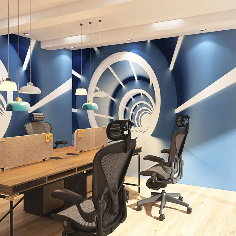 مخصص ثلاثية الأبعاد البصرية تمديد الفضاء نفق جدارية مكتب KTV الإنترنت بار صندوق شركة غرفة الاجتماعات الخيال العلمي خلفية 8d