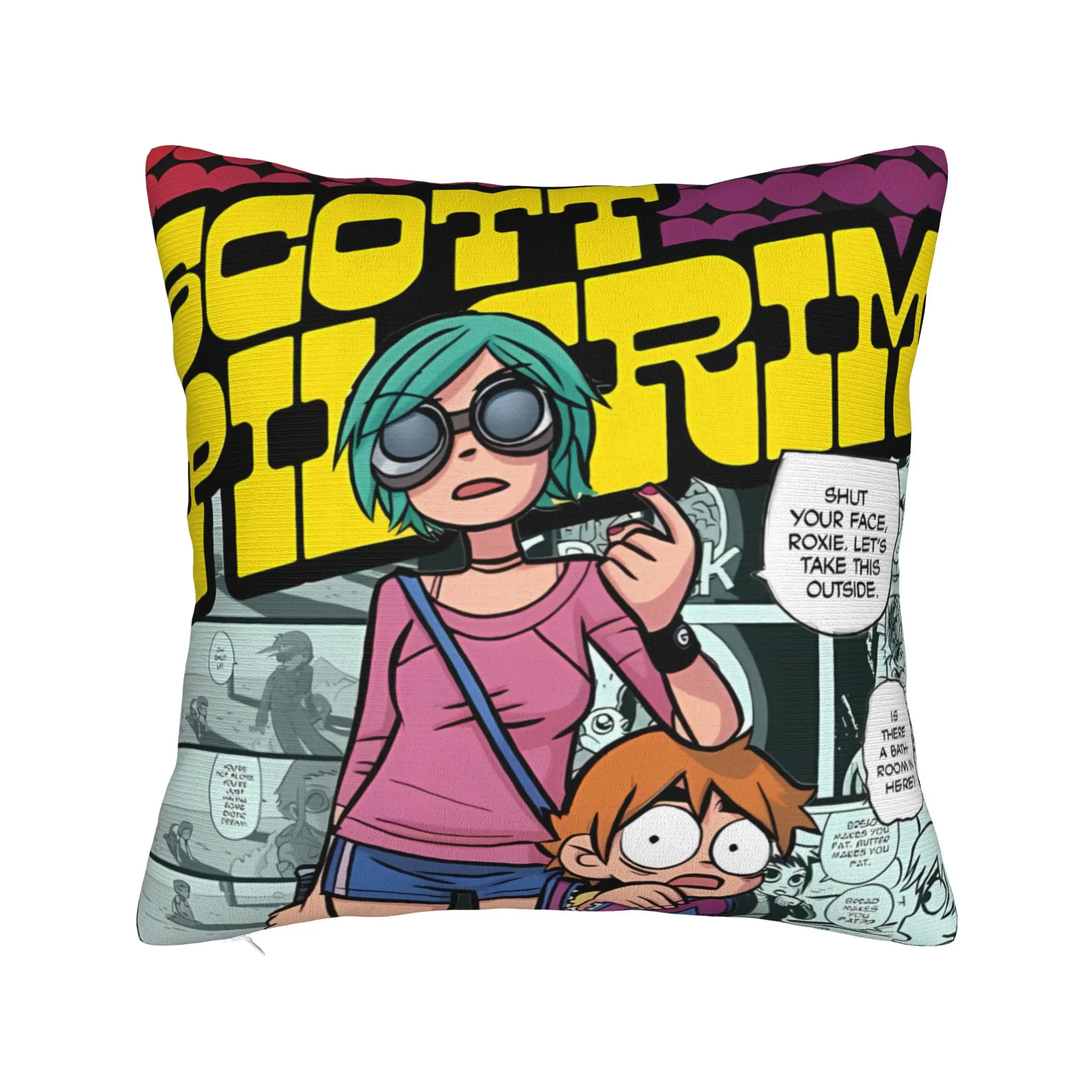 Scott Pilgrim Comic Panel Pillow Case  Soft Pillow Cover For Living Room Bed Chair Funny Pillowcases