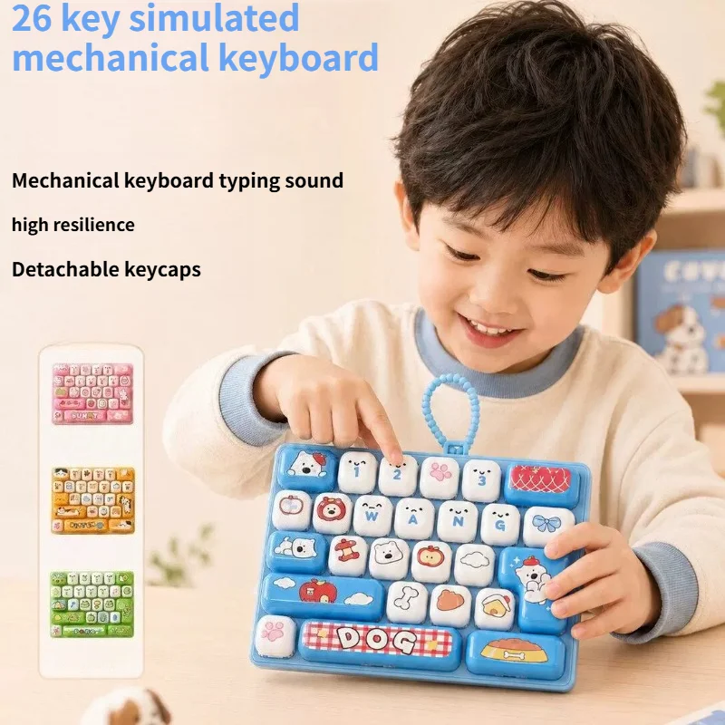 26 Keys Mini Keyboard Keychain Kawaii Cat Squishy Stress Relief Fidget Sensory Toy Gift halloween decoration