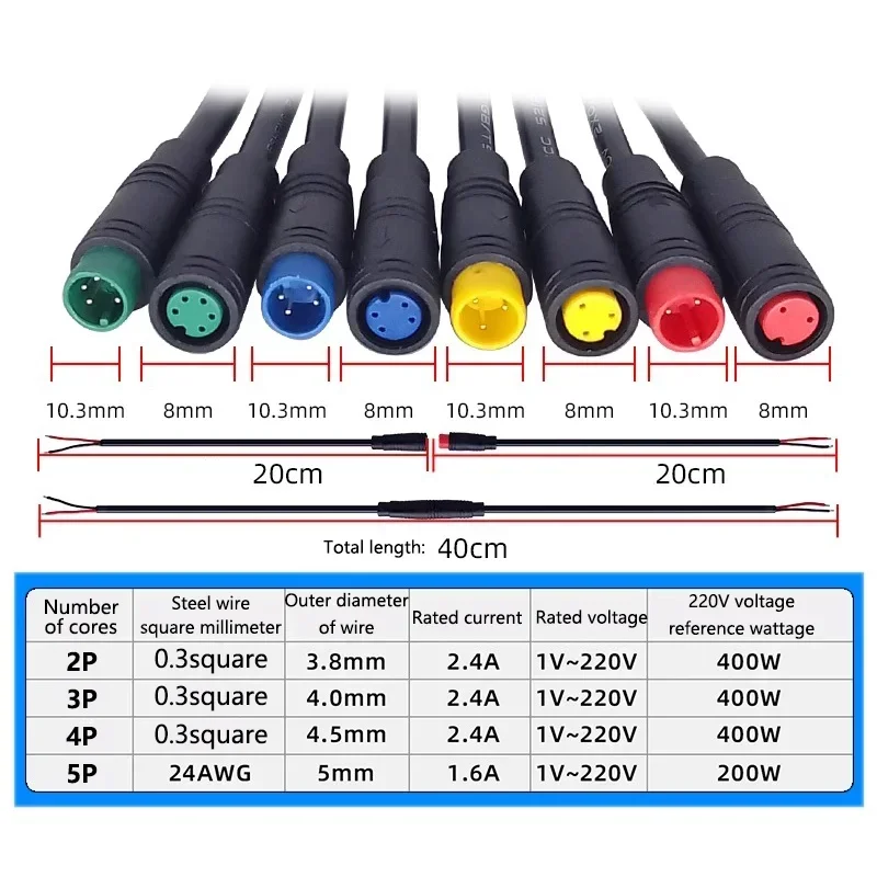 Julet Connector Higo Connector 2/3/4/5/6Pin Cable Waterproof Connector For Ebike Bafang Display Pin Optional Cable 20cm Wire