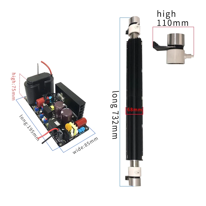 

Регулируемая трубка генератора озона, 40 г/ч, запасная кварцевая трубка с блоком питания