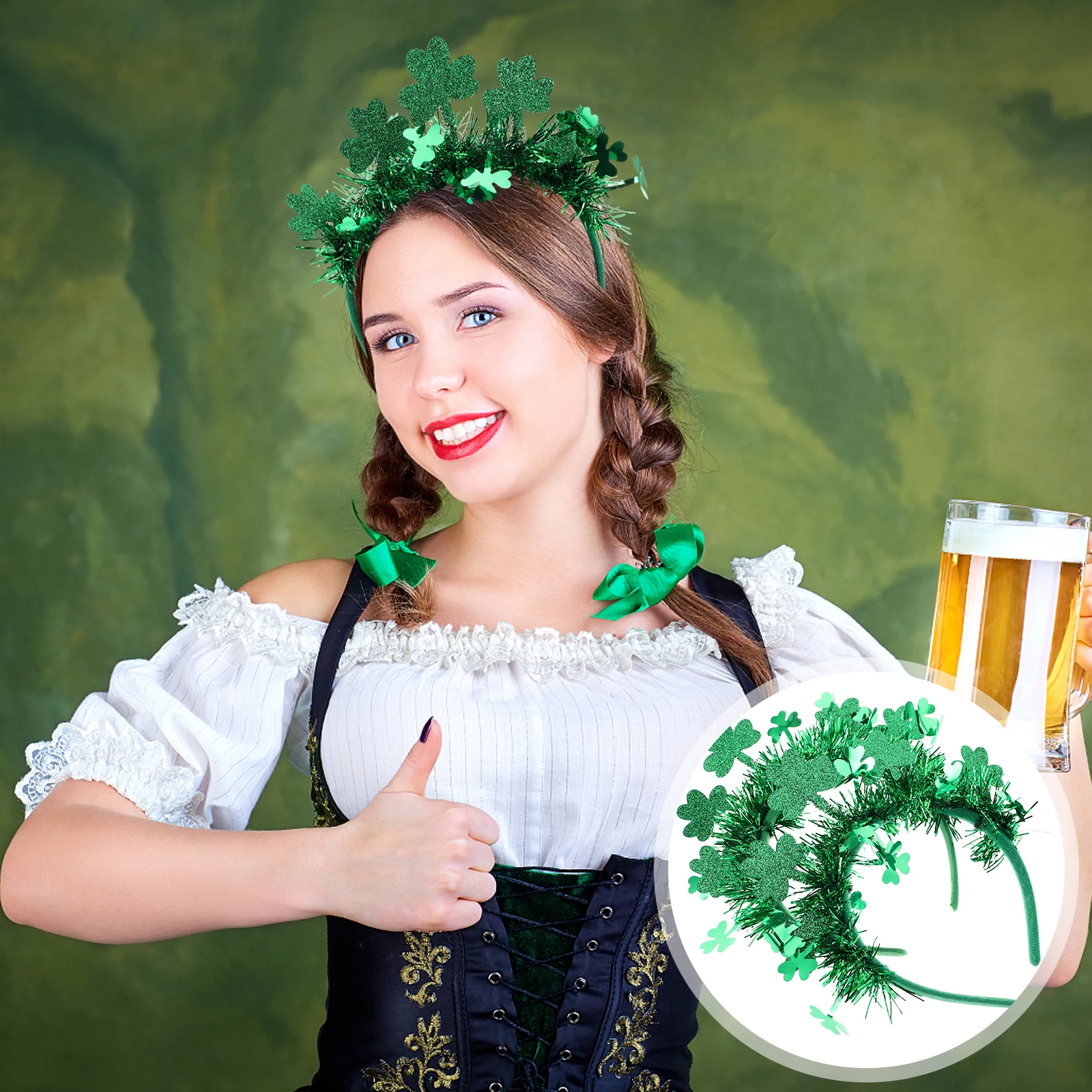 

2PCS Irish Headband Glitter Irish Headband Hair Supply Hairband Holiday Dress Hoop Glitter Band Woman Accessory