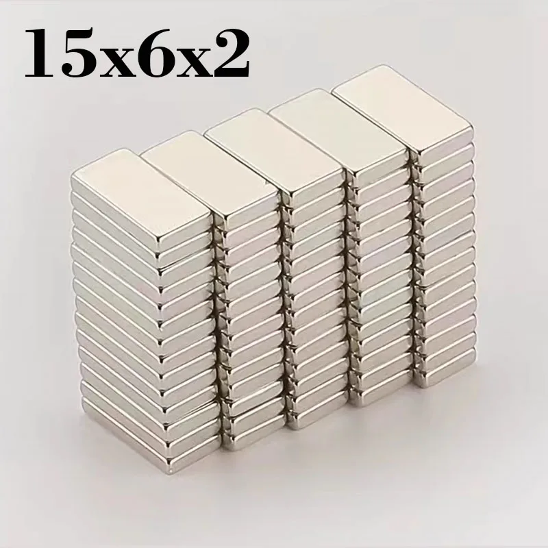 10-100pcs 15x6x2 Neodymium Magnet 15mm*6mm*2mm N35 NdFeB Block Super Powerful Strong Permanent Magnets Imanes Neodimio Potentes