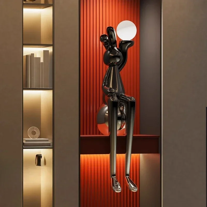 

Abstract long-eared rabbit sitting floor ornament