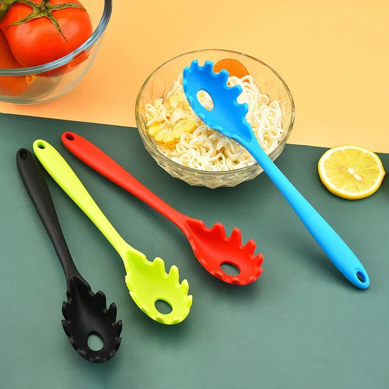 Long Handle Silicone Noodles Scoop Leaky Spoon Spaghetti Tools Kitchen Accessories Home Sipplies Cooking Tools Gadgets